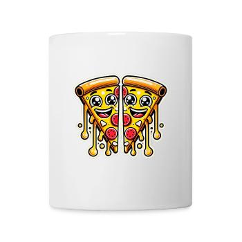 Schlaf Essen Pizza Wiederholen Lustiges Design - Tasse - Weiß - Vorne