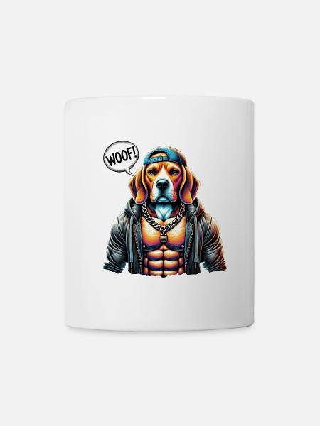 Look chien coloré en tenue de rue - Mug blanc - blanc
