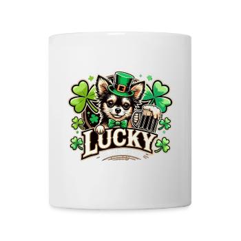 Saint-Patrick Leprechaun Chihuahua Heureux - Mug blanc - blanc - Devant