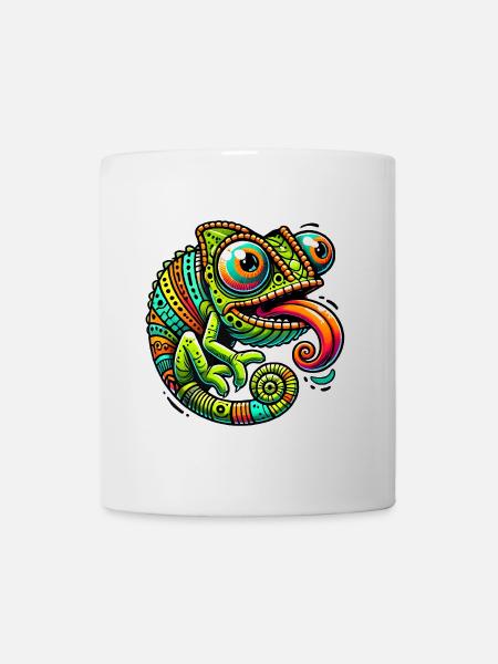Chameleon Power Cartoon Design - Mug - white