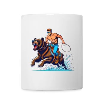 Bear Rider Adventure Cartoon Design - Mug - white - Front