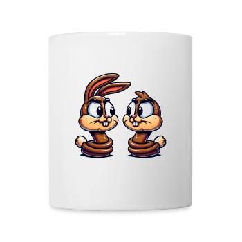 Lustige Kaninchen-Konversations-Karikatur - Tasse - Weiß - Vorne