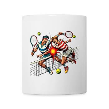 Retro Tennis Clash Cartoon Design - Mug - white - Front