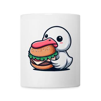 Duck Swan Burger Whimsical Chibi Fast Food - Mug - white - Front