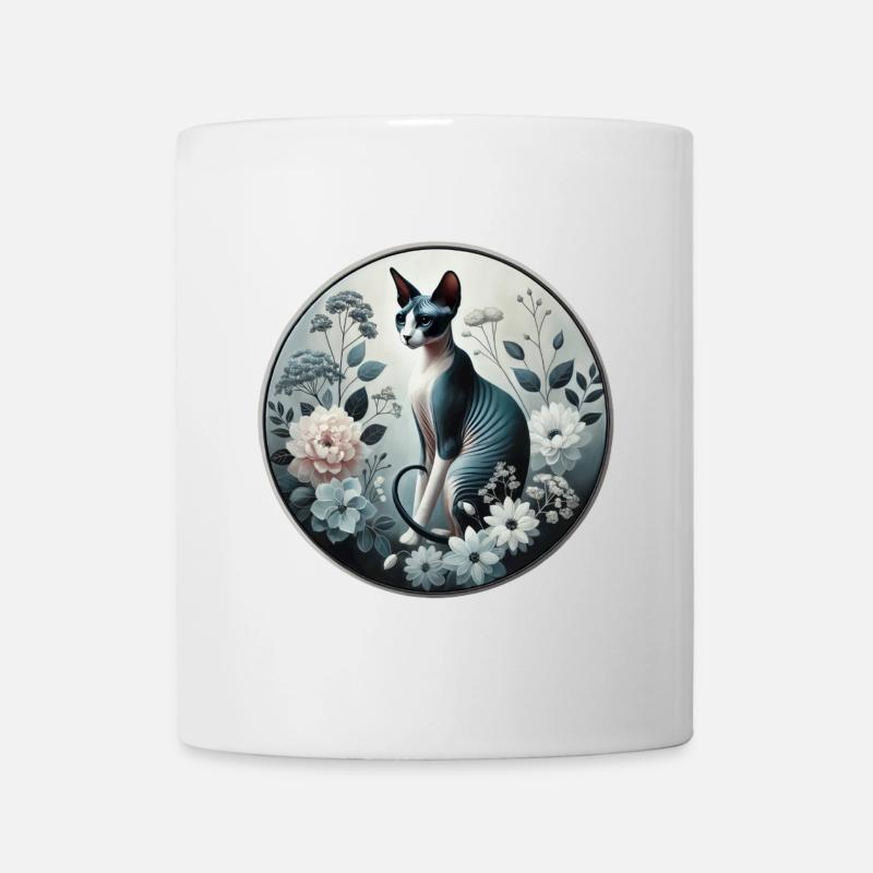 Princesse Sphynx chat parmi les fleurs - Mug blanc - blanc