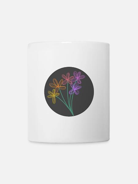 Neonblumen Linienkunst Kreis - Tasse - Weiß