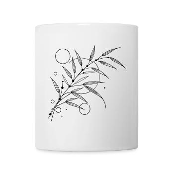 Bambus Eleganz – Minimalistisches Naturdesign - Tasse - Weiß - Vorne