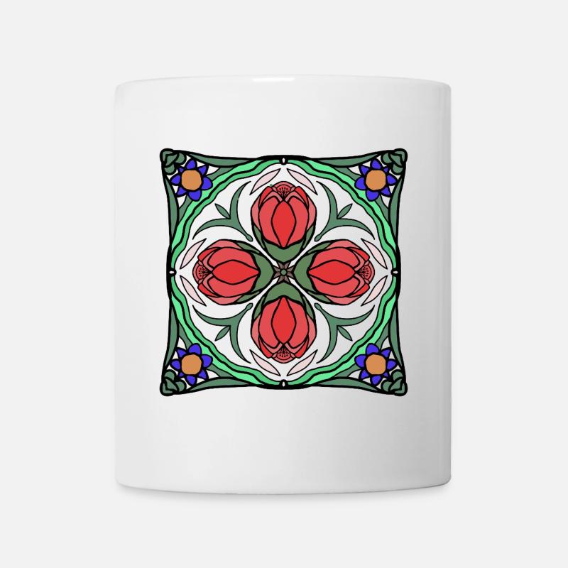 Art Deco Blossom Mandala - Mug - white