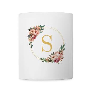 S Monogram, Flower Wreath, Personalizable - Mug - white - Front