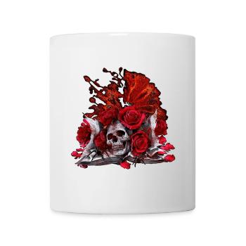 Buchband aufgeschlagen, menschenschädel, farbleck - Tasse - Weiß - Vorne