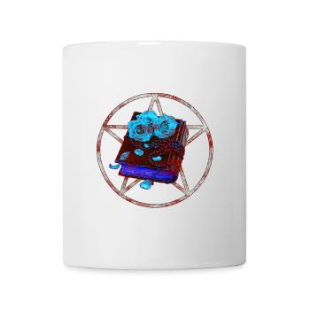 Pentagramme, Bücher designs, Rosenblüten, fleckig - Tasse - Weiß - Vorne