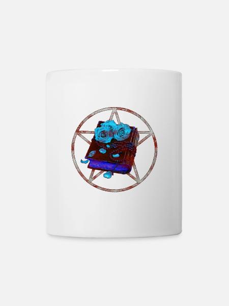 Sternpentagramm mit Kräuterbuch zugeschlagen - Tasse - Weiß