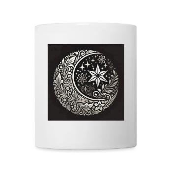 Mystische Mondblumen Verzierung - Tasse - Weiß - Vorne