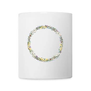 Blumen Kranz, personalisierbar - Tasse - Weiß - Vorne
