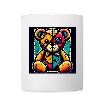 Patchwork bear art with vintage charm - Mug - white - Front