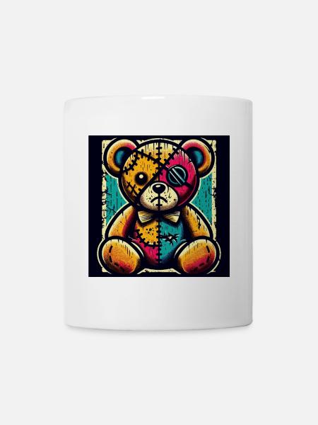 Art de l’ours en patchwork avec charme vintage - Mug blanc - blanc