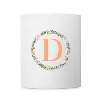 D Monogram, Couronne de fleurs, Personnalisable - Mug blanc - blanc - Devant