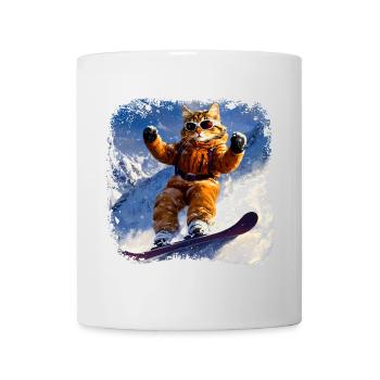 Katzen Snowboard - Tasse - Weiß - Vorne