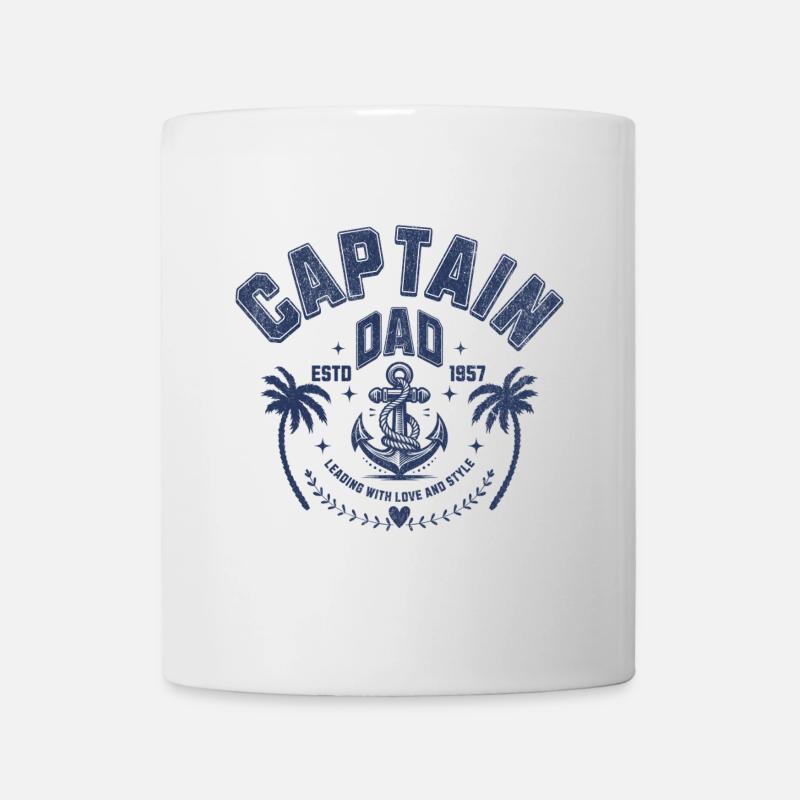 Design Captain Dad avec Ancre et Palmier - Mug blanc - blanc
