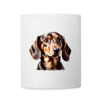 Dackel Verspielter Hund Porträt - Tasse - Weiß - Vorne