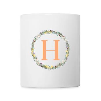 H Monogram, Flower Wreath, Personalizable - Mug - white - Front