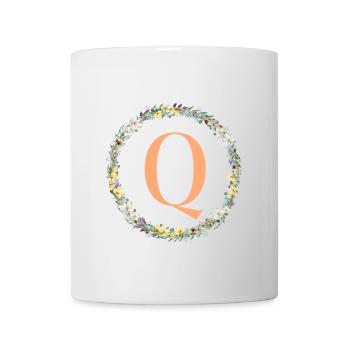 Q Monogram, Couronne de fleurs, Personnalisable - Mug blanc - blanc - Devant
