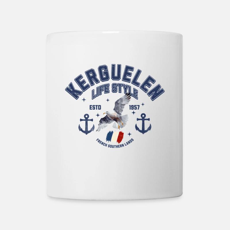 Design iles Kerguelen avec mouette et ancrages - Mug blanc - blanc