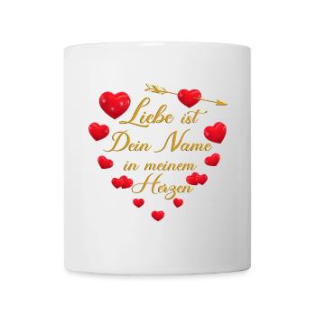 Romantisches Herz-Design - Liebe ist dein Name - Tasse - Weiß - Vorne