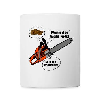 Tronçonneuse , Bois de chauffage , Old School , Cheminée , (25) - Mug blanc - blanc - Devant