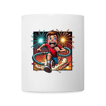 Funny Firework Escape Cartoon Design - Mug - white - Front