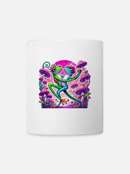 Frösche, die unter Pilzen tanzen - Tasse - Weiß