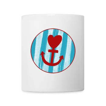 Anker Streifen Hamburg Liebe Herz Nordsee Ahoi Fan - Tasse - Weiß - Vorne