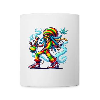 Reggae Vibes Cartoon Rauch Kunst - Tasse - Weiß - Vorne