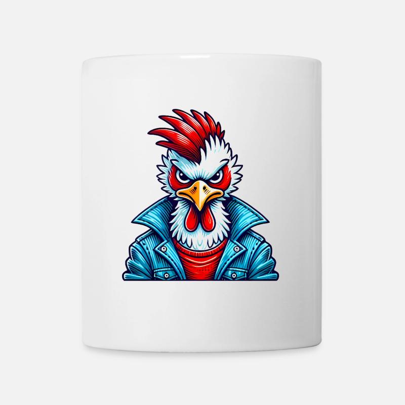 Stylische Vogel in Jeansjacke - Tasse - Weiß