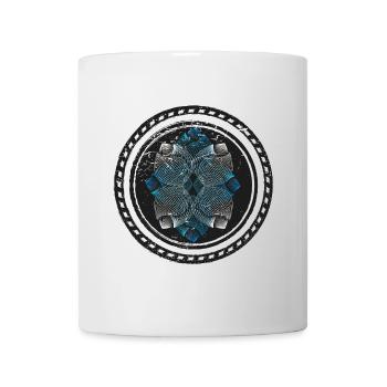Yoga Geometric Flower: Linocut Mandala - Mug - white - Front