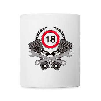 18e anniversaire ,18 ans ,Garage,Voiture mécanique (25) - Mug blanc - blanc - Devant