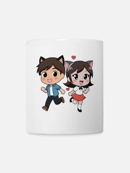 Fantasy Cat Duet pour enfants - Mug blanc - blanc