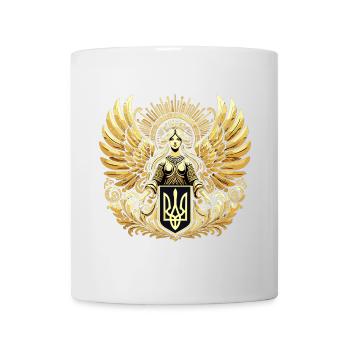 Armoiries de l’Ukraine Ange gardien Cadeau d’or - Mug blanc - blanc - Devant