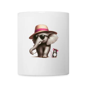Elefant mit Maus - Tasse - Weiß - Vorne