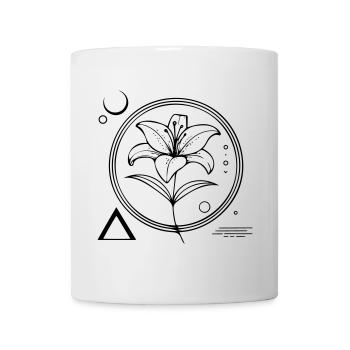 Florale Geometrie – Die Lilie als Symbol - Tasse - Weiß - Vorne
