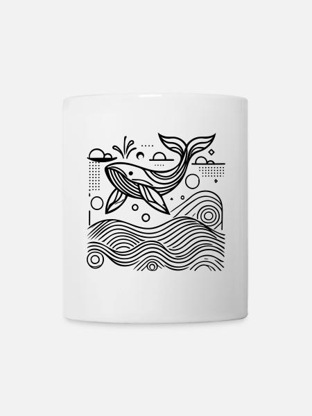 Ocean Spirit – Geometrischer Wal - Tasse - Weiß