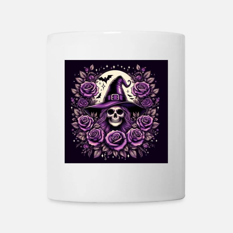 Totenkopf Hexe - Tasse - Weiß