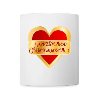 HERZ HERZLICHEN GLÜCKWUNSCH - Tasse - Weiß - Vorne