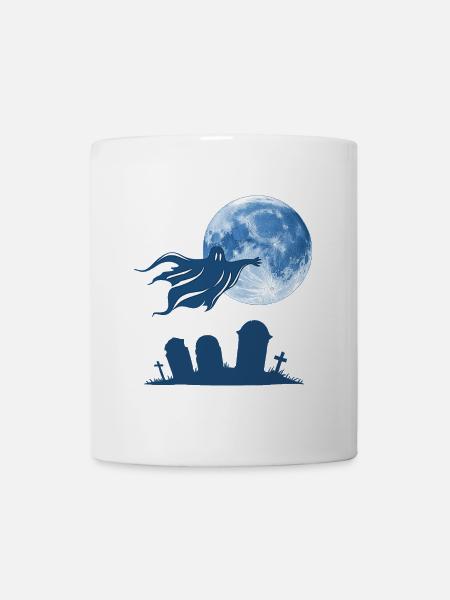 Geister Silhouette Vollmond design gräber - Tasse - Weiß