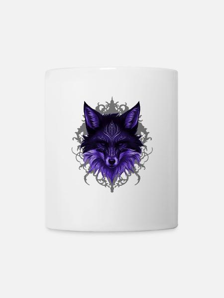 lila Fuchskopf Mandala Portrait - Tasse - Weiß