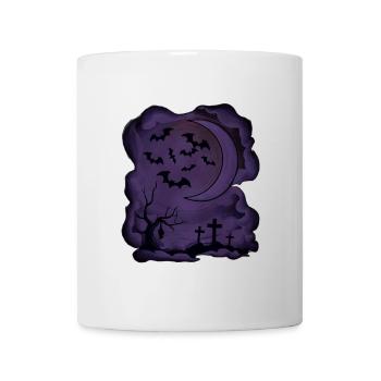 Fledermäuse, Mondsichel, Gräber, Bäume - Tasse - Weiß - Vorne