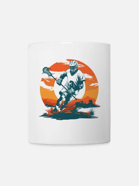 Lacrosse Spieler Grafik - Tasse - Weiß