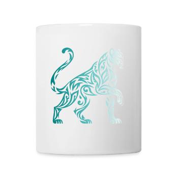 Tribal Panther Gradient Blue White - Mug - white - Front