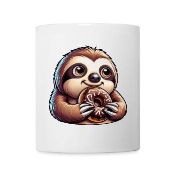 paresseux dessin animé beignet bonbon drôle - Mug blanc - blanc - Devant