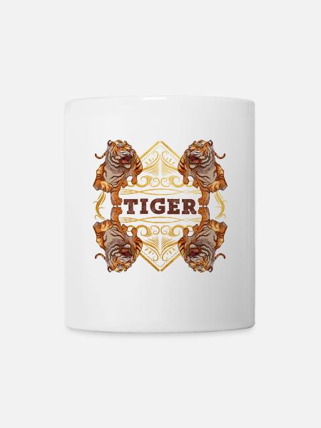 Tiger Raubtier Natur Wildnis Gold Ornament Kunst - Tasse - Weiß